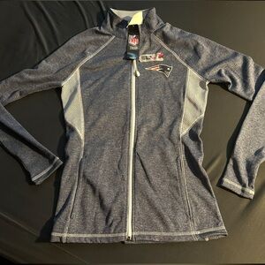 NFL Patriots Women's Blue and Gray Zip Up